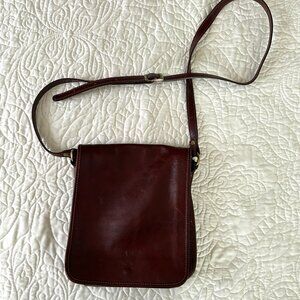 Brown leather side bag